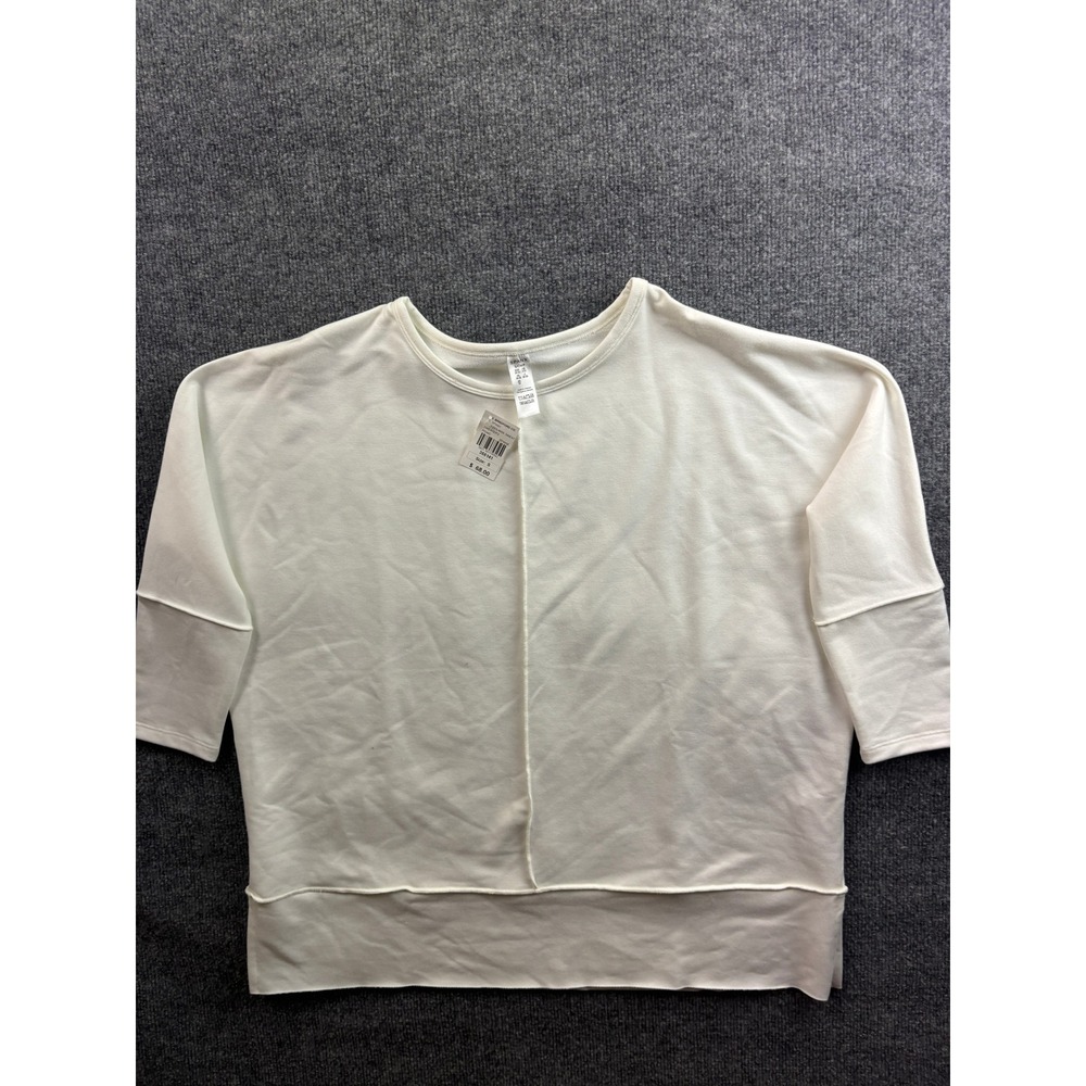 Spanx T Dolman Sweatshirt Womens Size S White Powder Oversized French Terry